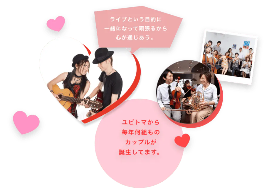 ライブという目的に一緒になって頑張るから心が通じあう。 ユビトマから毎年何組もカップルが誕生してます。