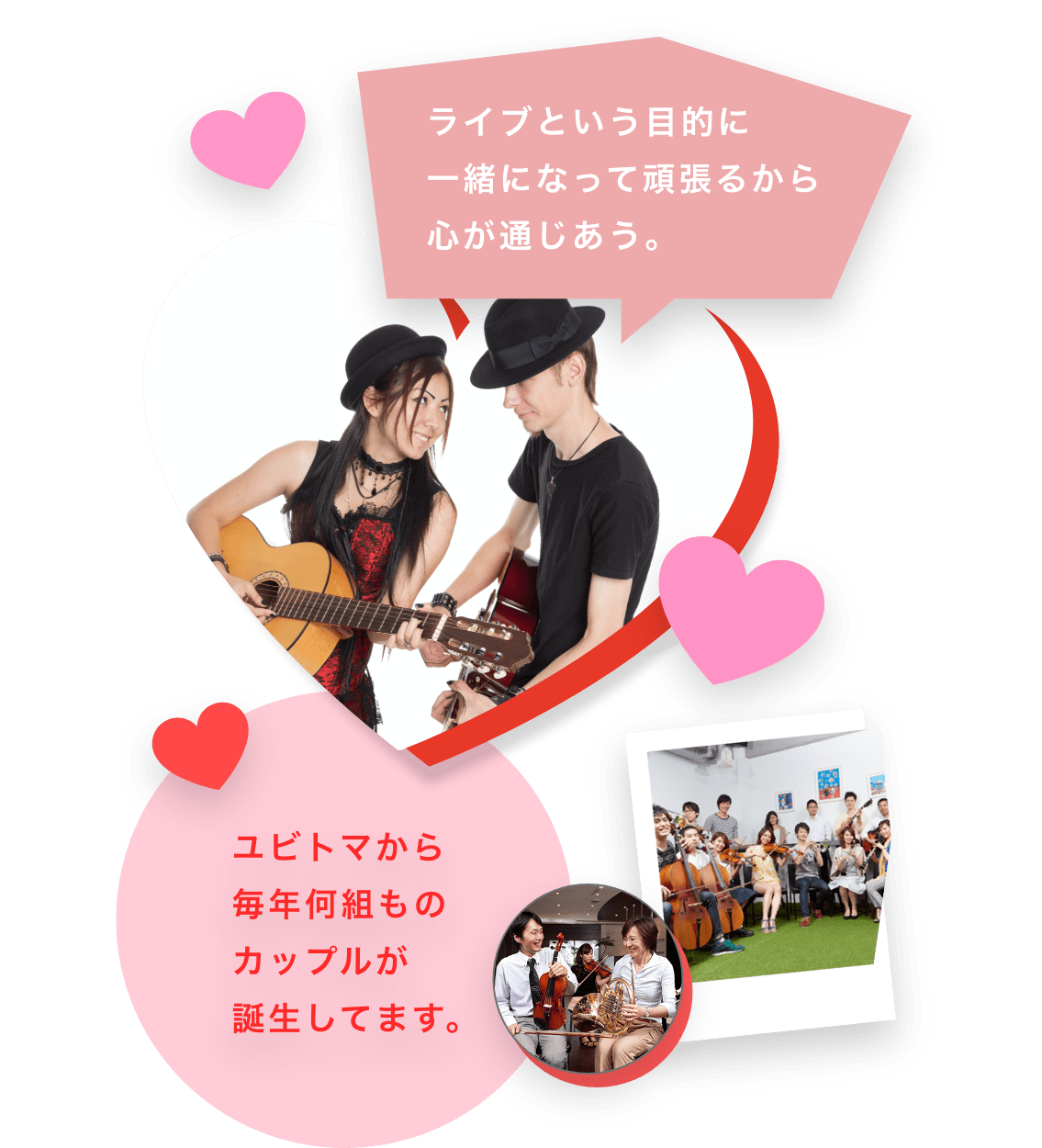 ライブという目的に一緒になって頑張るから心が通じあう。 ユビトマから毎年何組ものカップルが誕生してます。